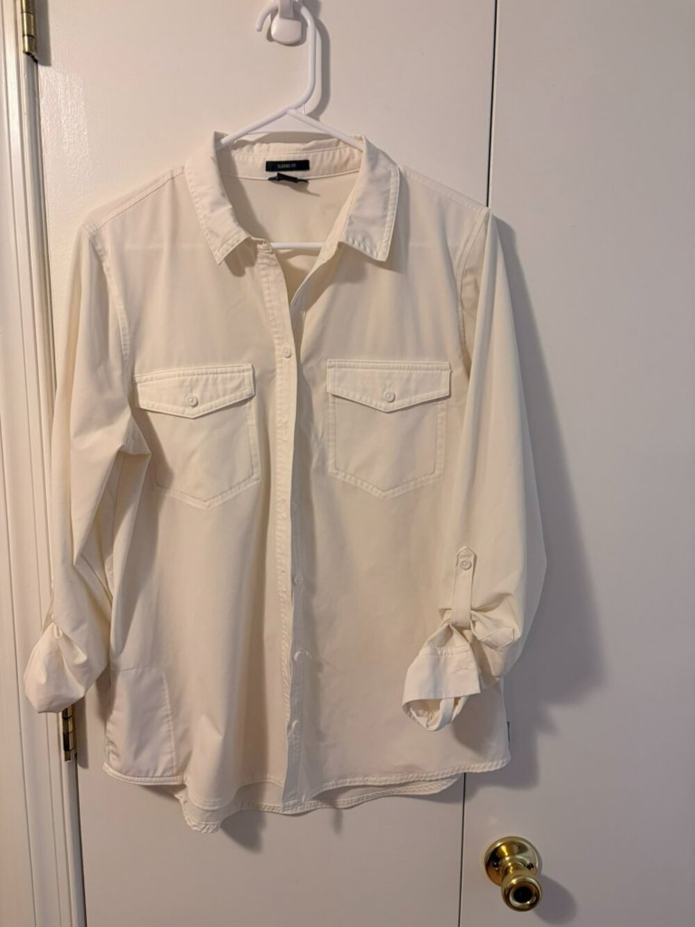 ## ✨ Eddie Bauer Off-White Cream Roll-Tab Utility Button-Down Shirt ✨